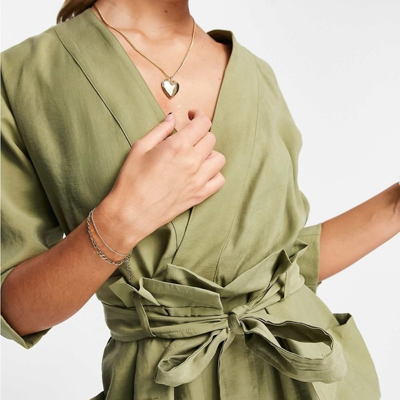 Mango Green Wrap Jumpsuit with Belted Waist NWOT - Picture 4 of 5